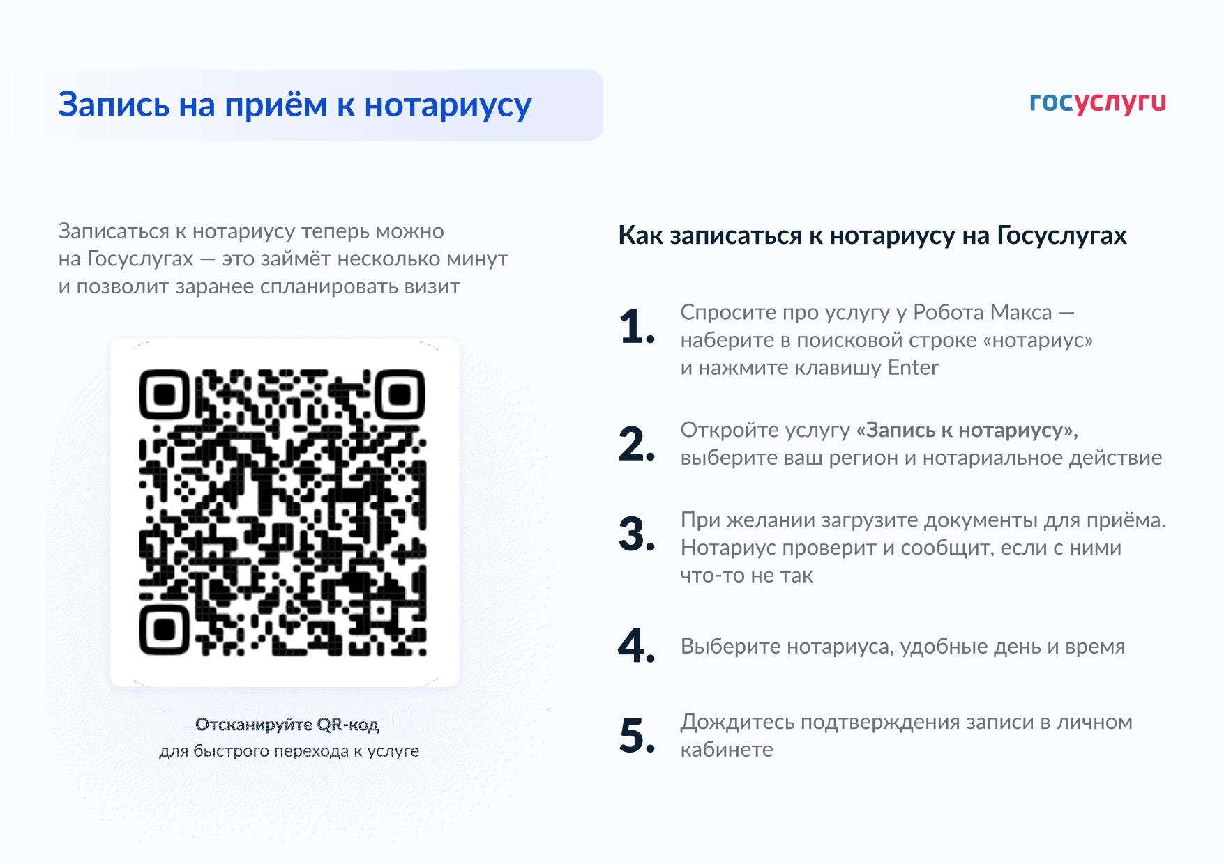 Запись на прием к нотариусу через Госуслуги.